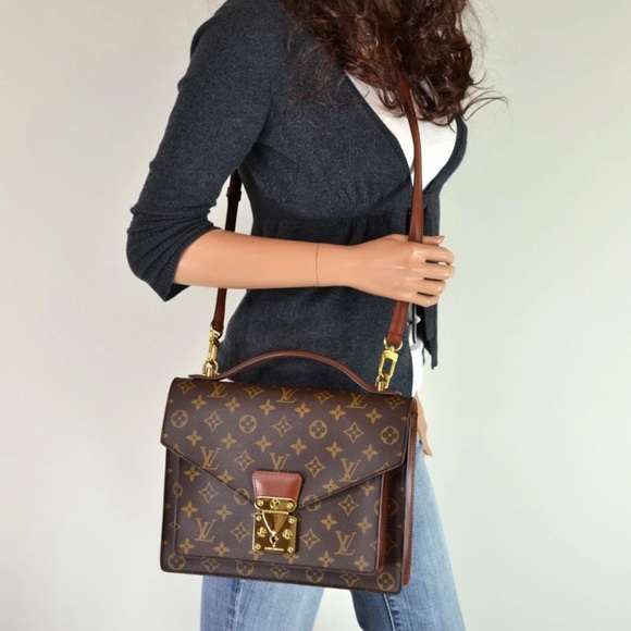 Louis Vuitton Monceau 28 Monogram Canvas Leather Shoulder Bag Handbag crossbody - Picture 1 of 16